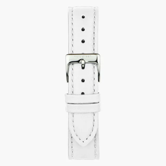 Nordgreen White Leather Silver horlogebandje 32/36mm wit