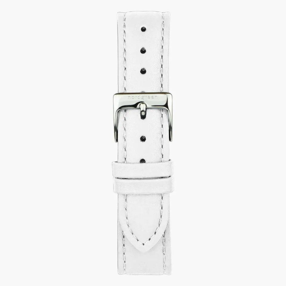 Nordgreen White Leather Silver horlogebandje 32/36mm wit