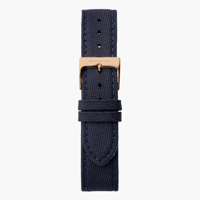 Nordgreen Cordura navy horlogebandje 36mm rosegoud
