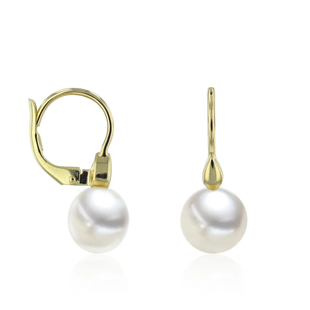 Juwelier Ripassa geel gouden parel oorhangers