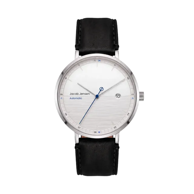 Jacob Jensen Aekvator 1008 horloge zilver blauw leer