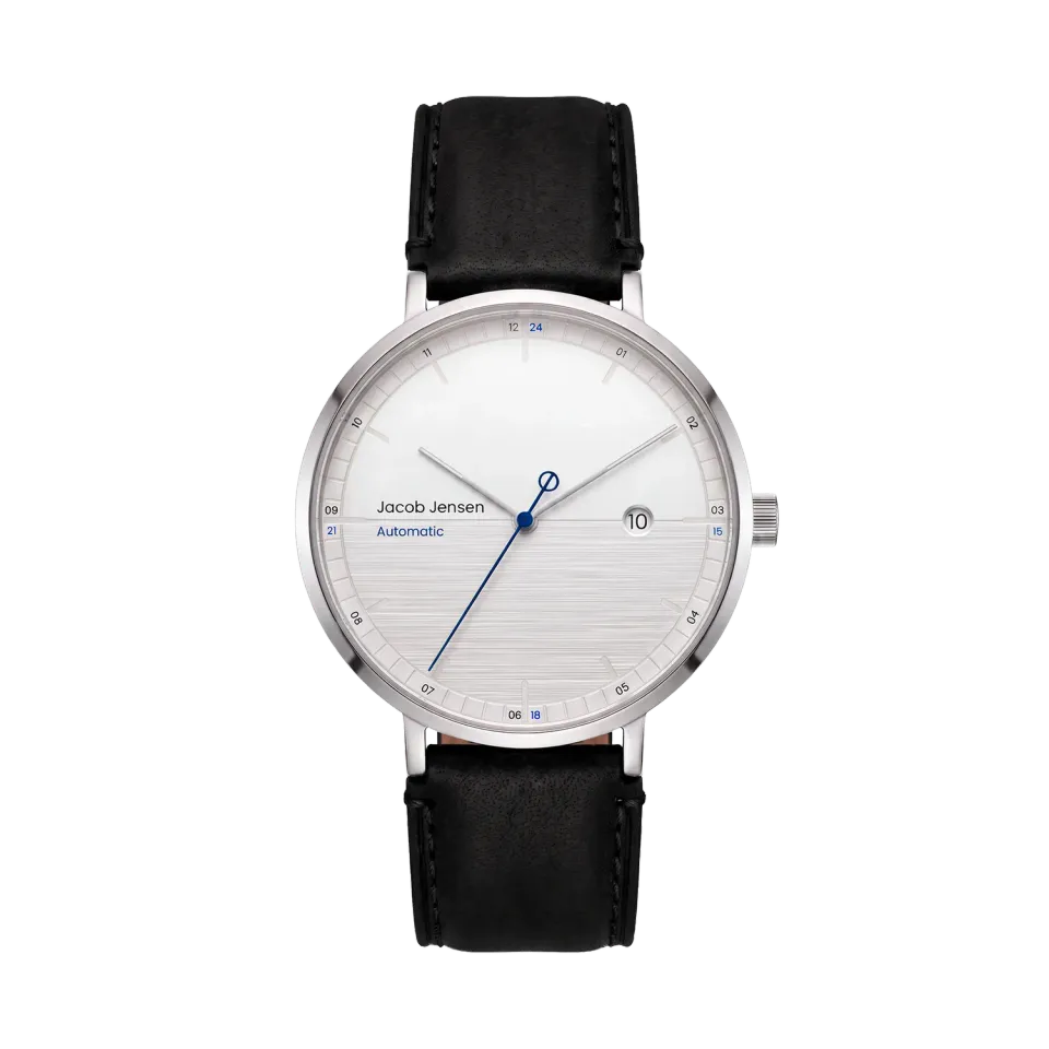 Jacob Jensen Aekvator 1008 horloge zilver blauw leer