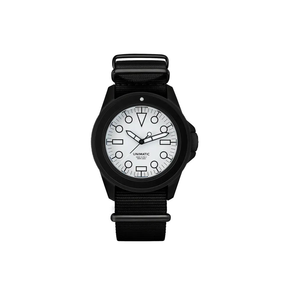 Unimatic Modello Uno U1-DWN horloge wit DLC-zwart