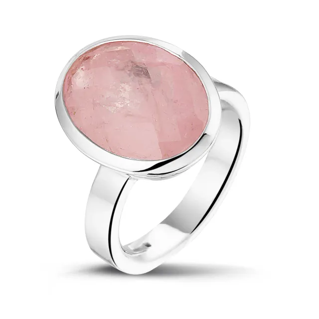 Juwelier Ripassa Rozenkwarts zilveren ring roze