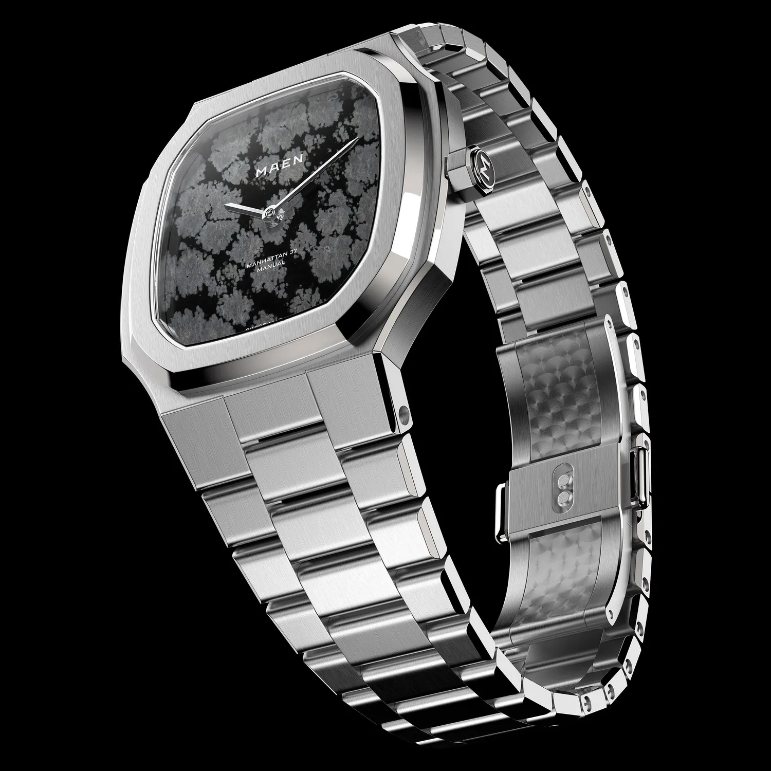 Maen Manhattan 37 M2 Snowflake Obsidian horloge ultradun