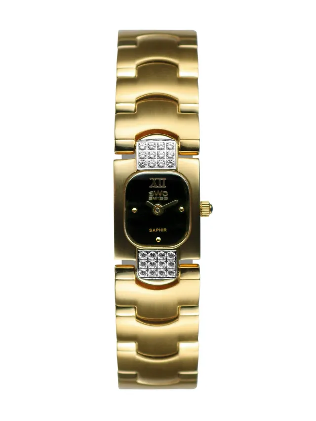 BWC-Swiss 20154.51.13 dameshorloge goud zwart 20 mm