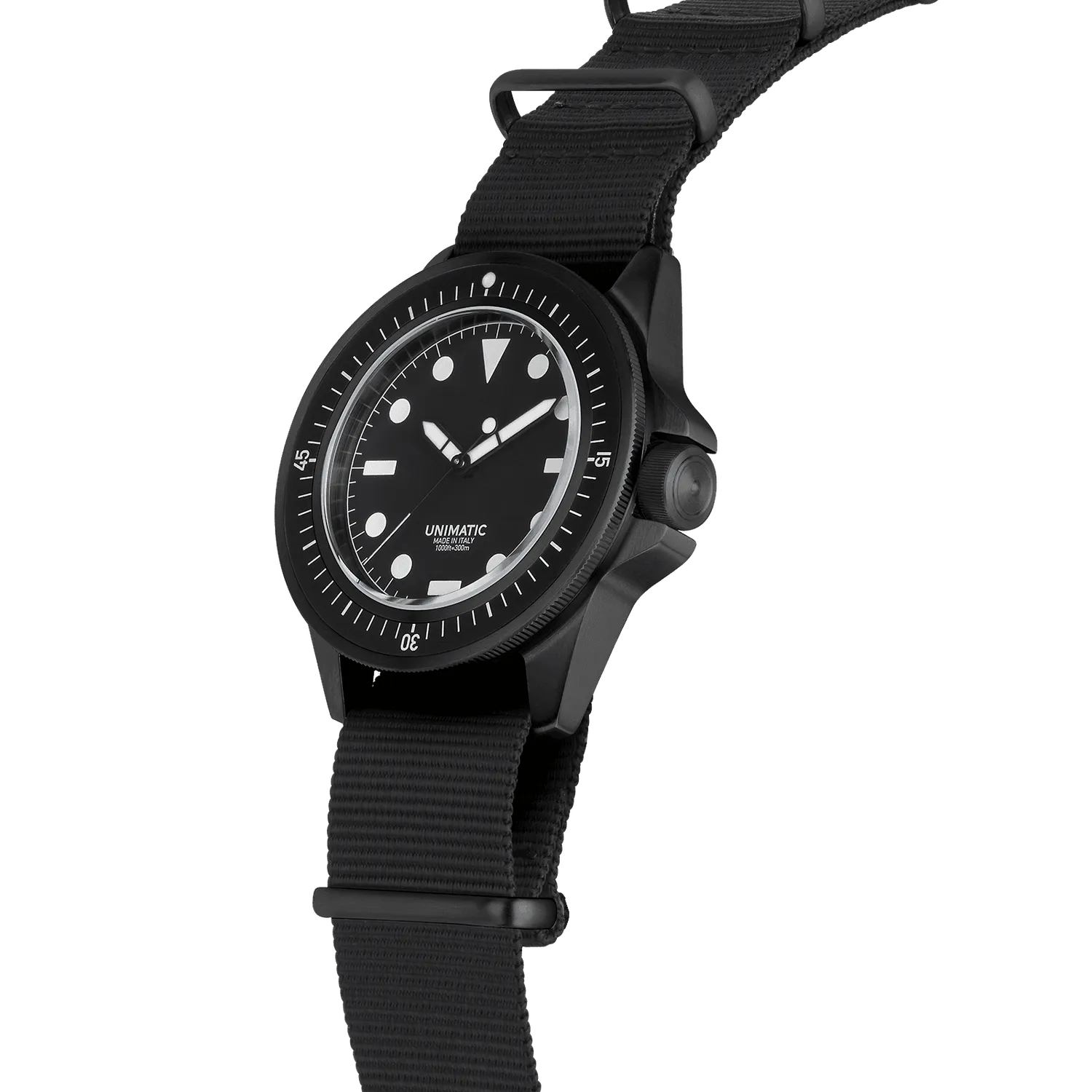 Unimatic Modello Uno U1-FN horloge zwart DLC duiker