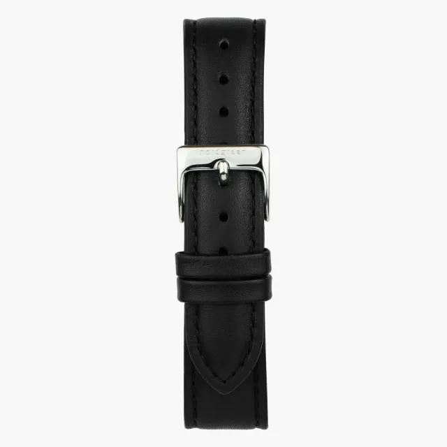 Nordgreen horlogeband zwart vegan leer 36mm zilver