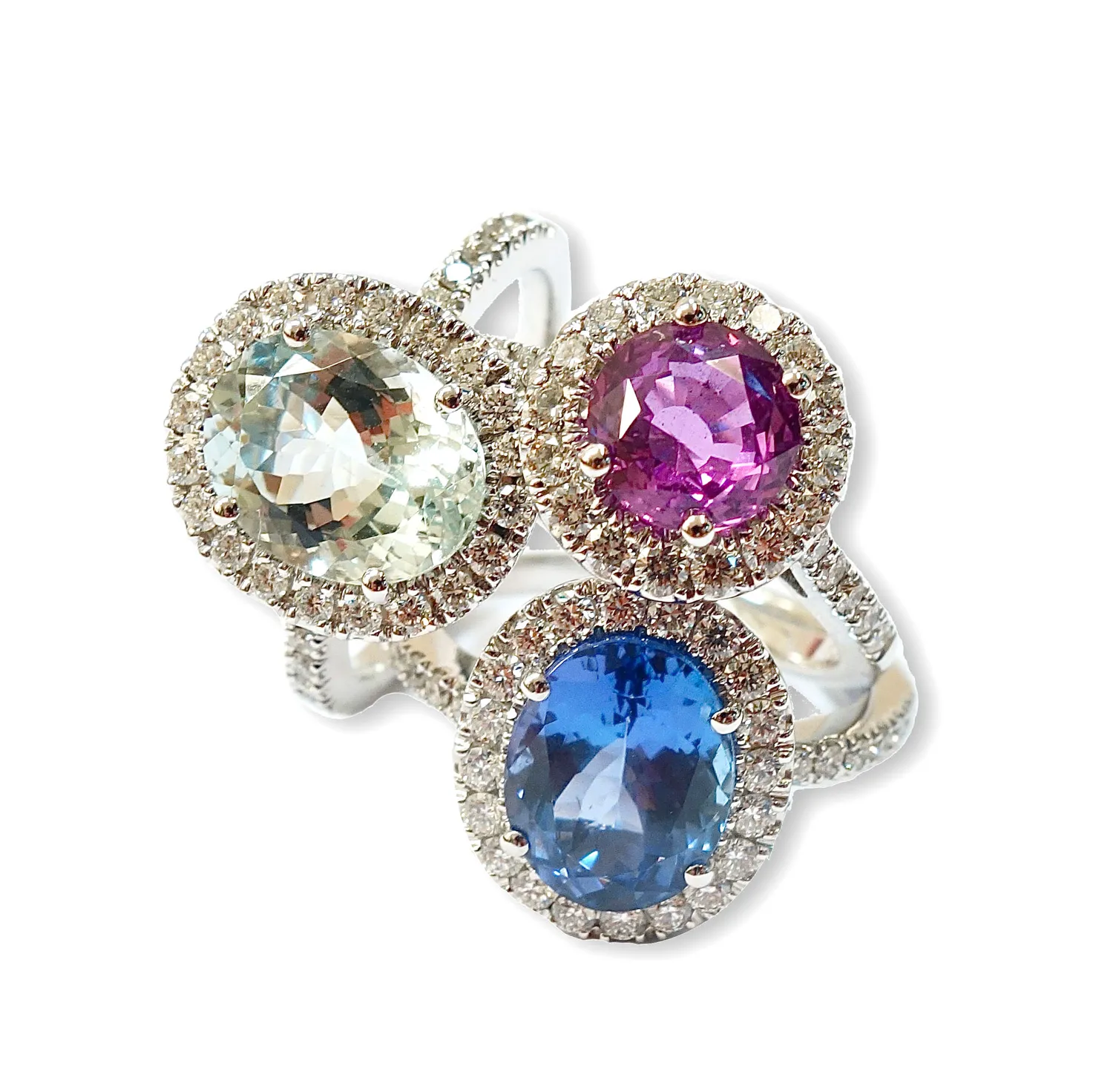 Juwelier Ripassa wit gouden ring aquamarijn diamanten