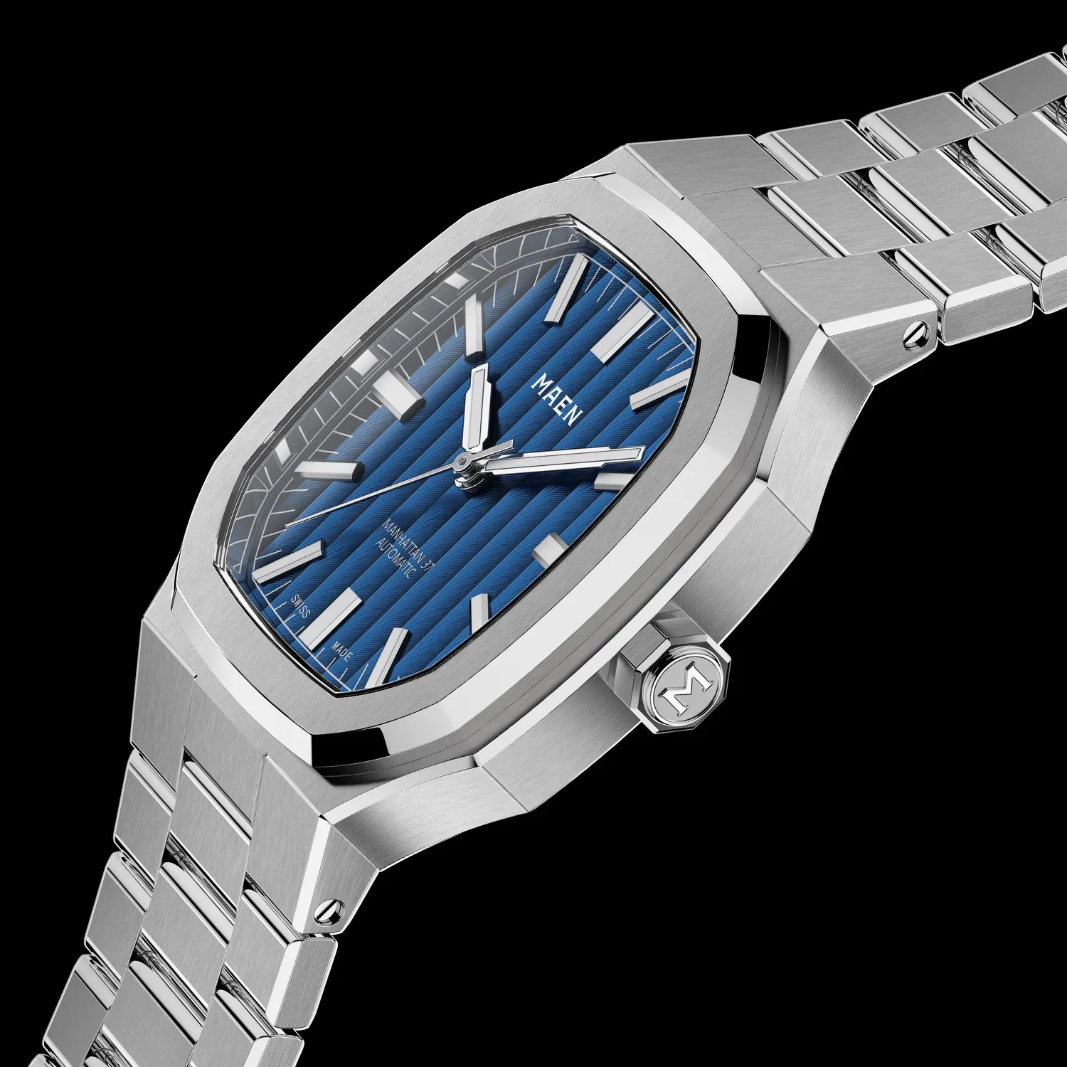 Maen Manhattan 37 M2.1.2 horloge staal blauw