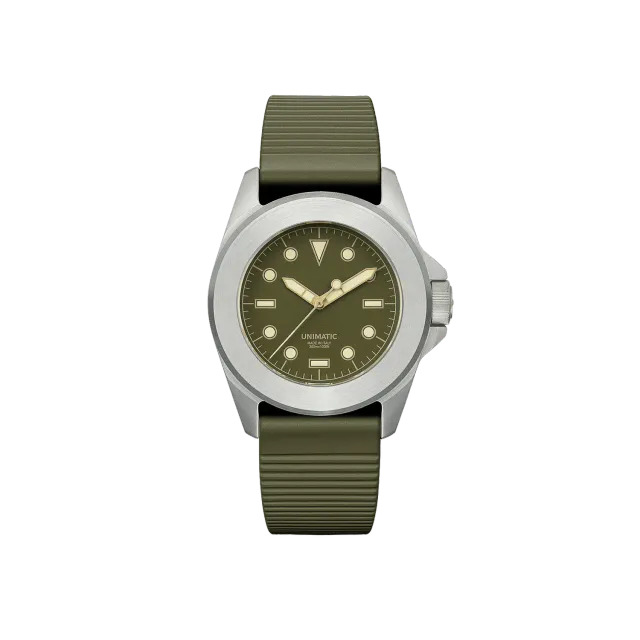 Unimatic Modello Quattro U4S-8O horloge olijf 300m