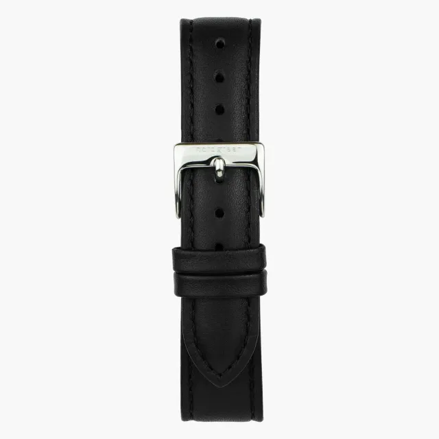 Nordgreen Zwart Leer horlogebandje 32mm zilver leer