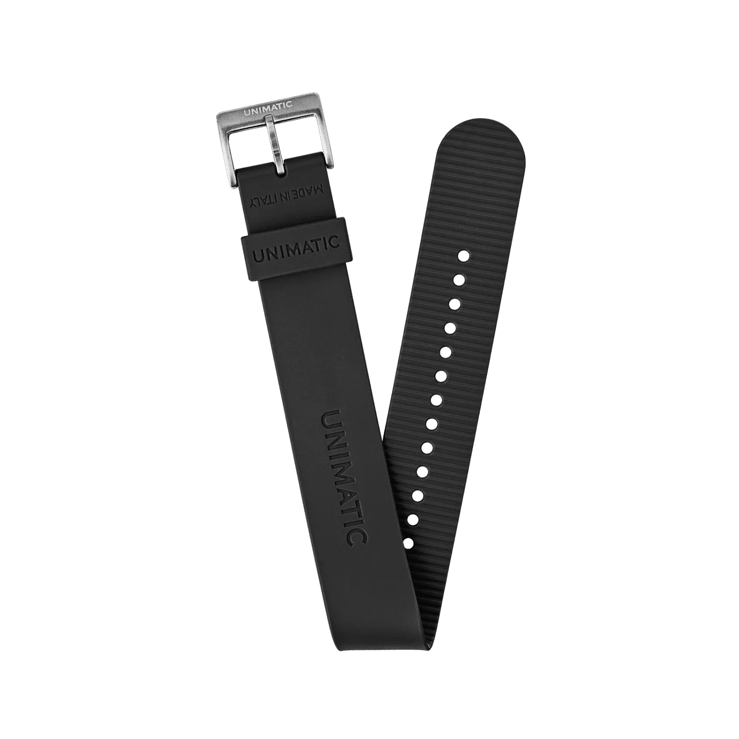 Unimatic NATO TPU horlogeband 22mm zwart rubber
