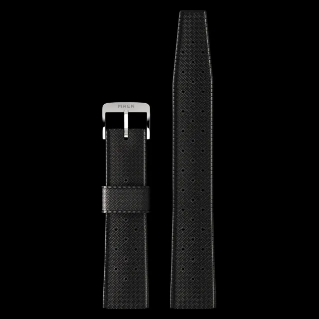 Maen Black FKM horlogeband rubber 20 mm zwart