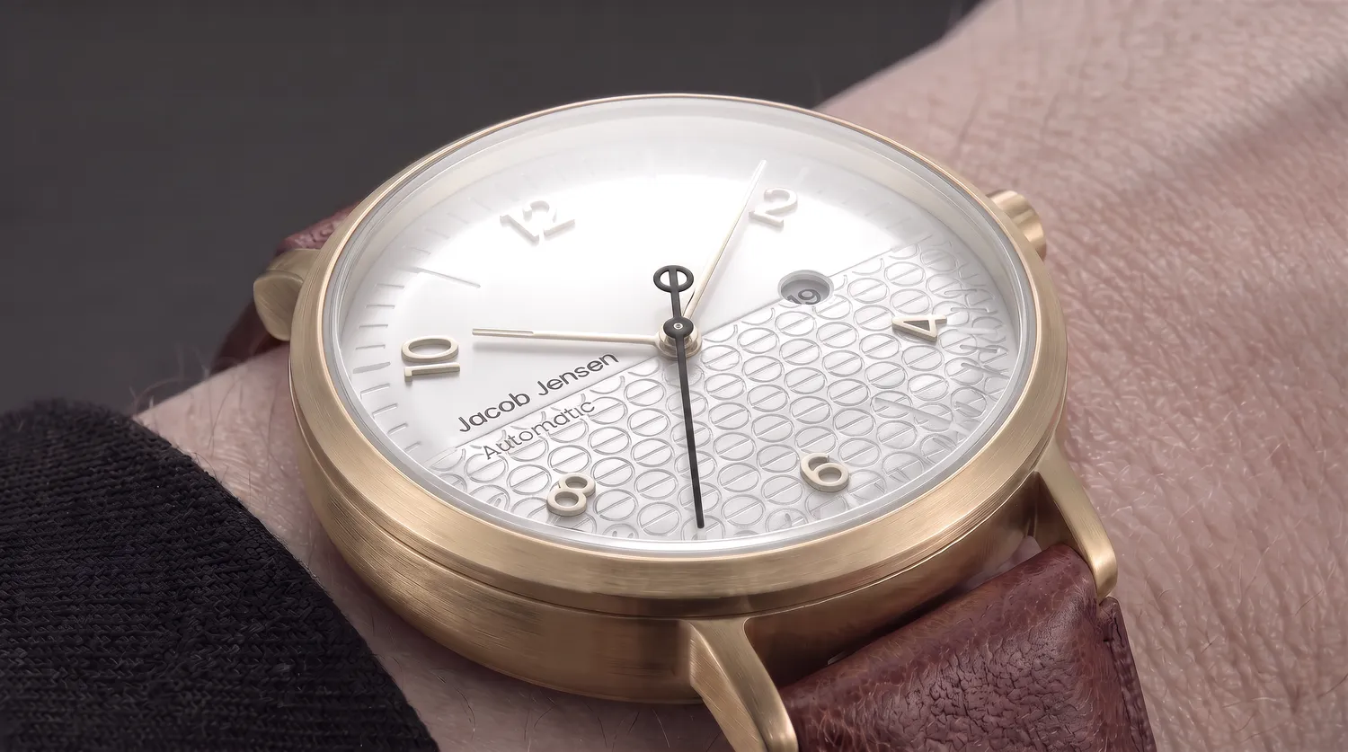 Jacob Jensen Aekvator 2008 horloge goud leer