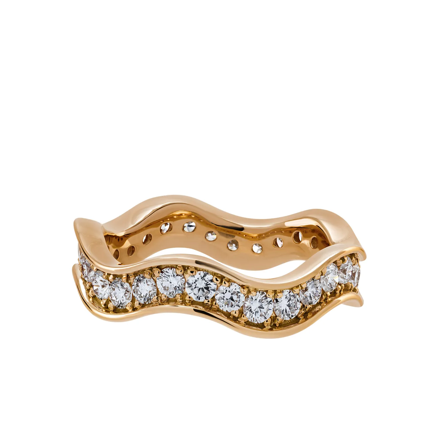 Juwelier Ripassa Wave ring regenboog saffier roségoud