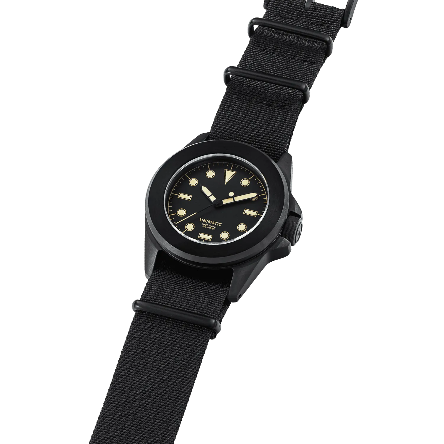Unimatic Modello Quattro U4S-8BB horloge zwart slim 300M