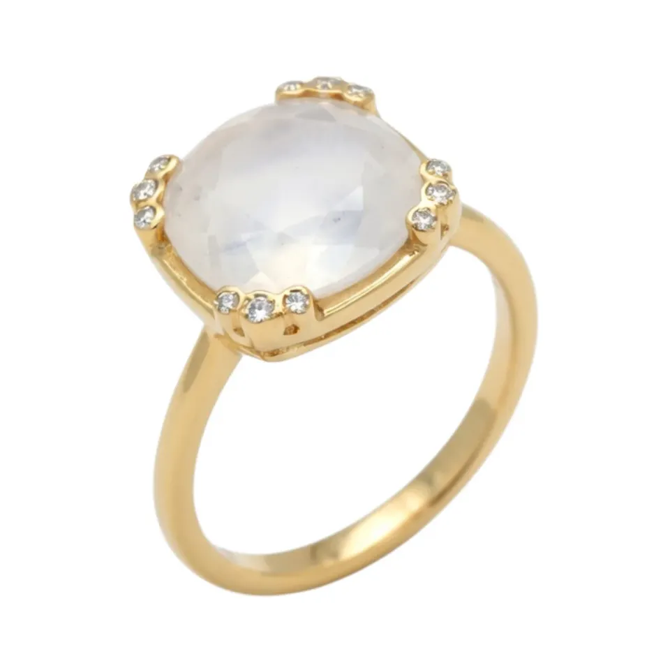 Juwelier Ripassa geel gouden ring maansteen diamant