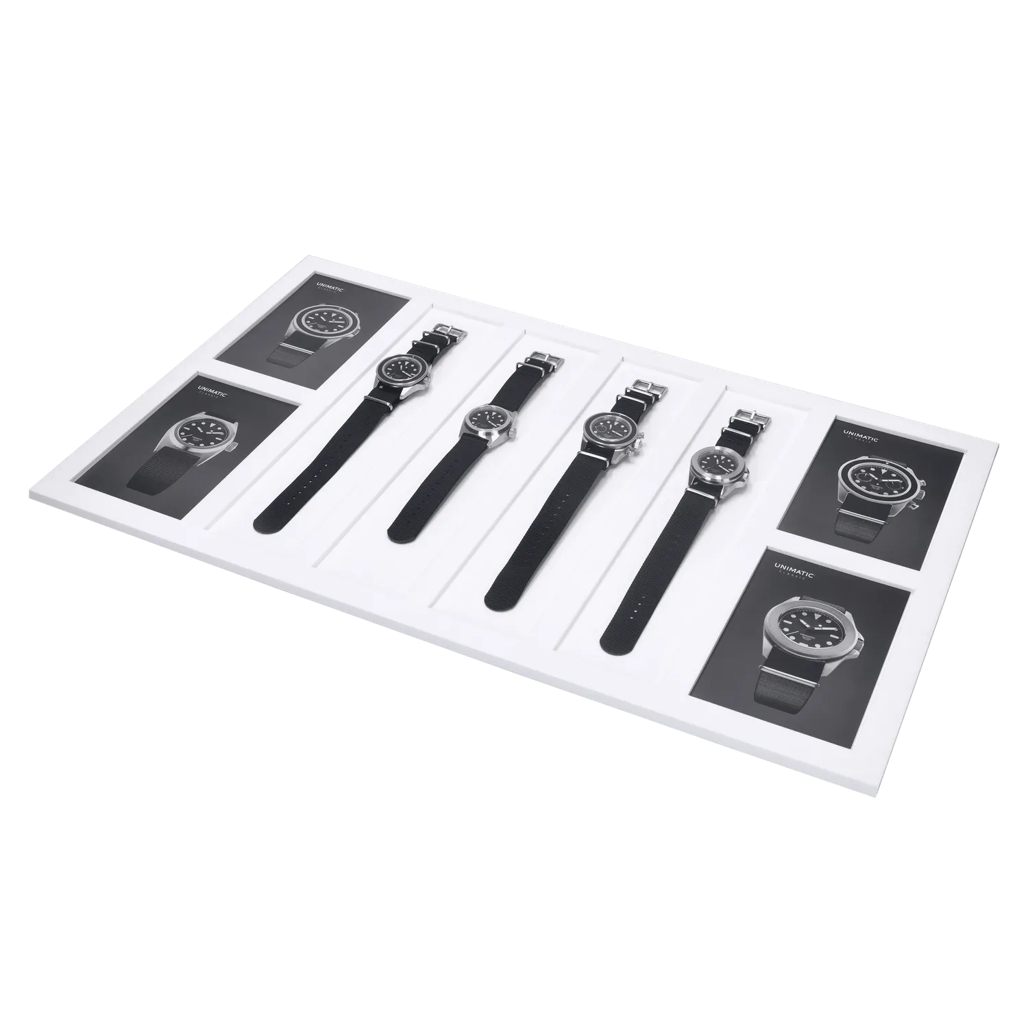 Unimatic Display Tray horlogedisplay 4 slots wit kunststof