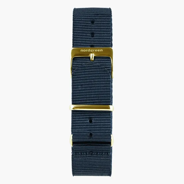 Nordgreen Nylon navy-goud horlogebandje 36mm licht