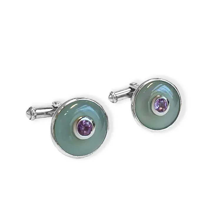 Juwelier Ripassa manchetknopen chalcedoon amethist