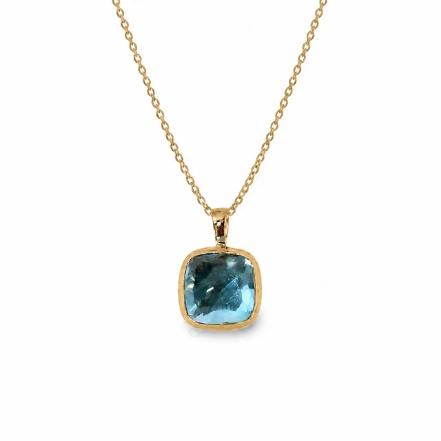 Juwelier Ripassa geelgouden hanger blauwe topaas