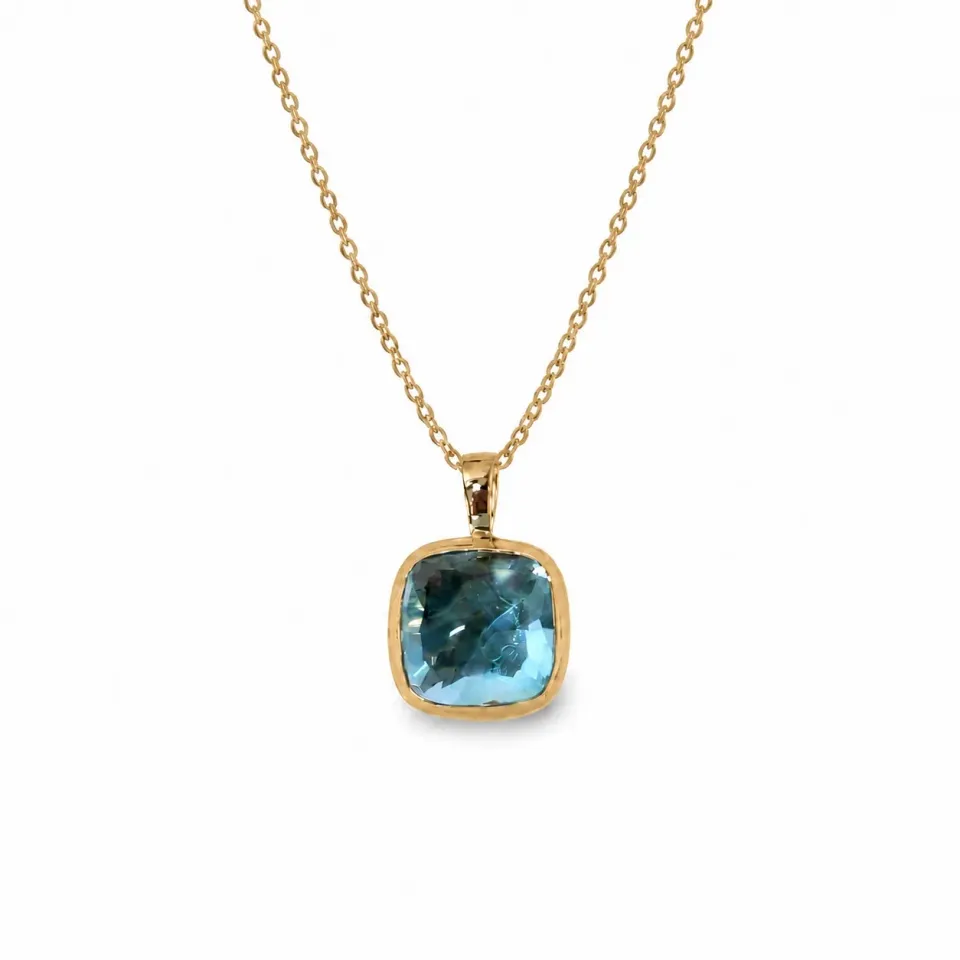 Juwelier Ripassa geelgouden hanger blauwe topaas
