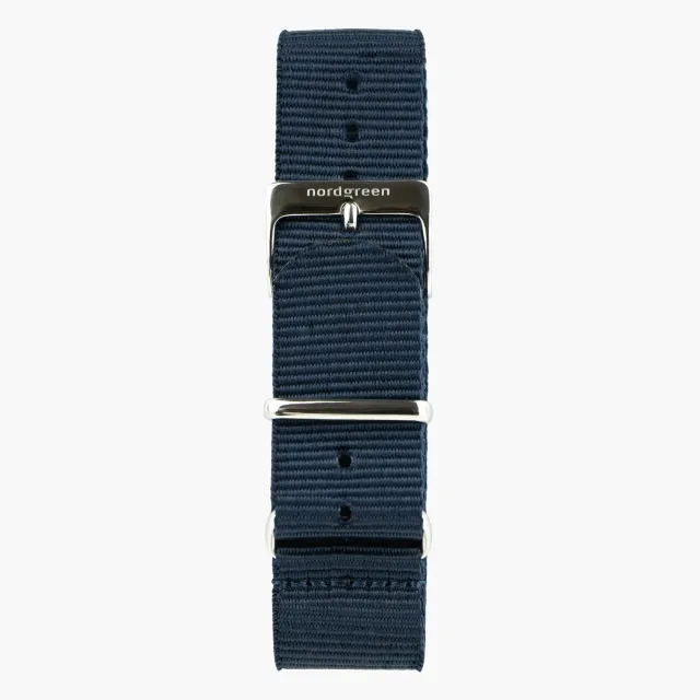 Nordgreen Navy Nylon Silver horlogebandje 36mm nylon