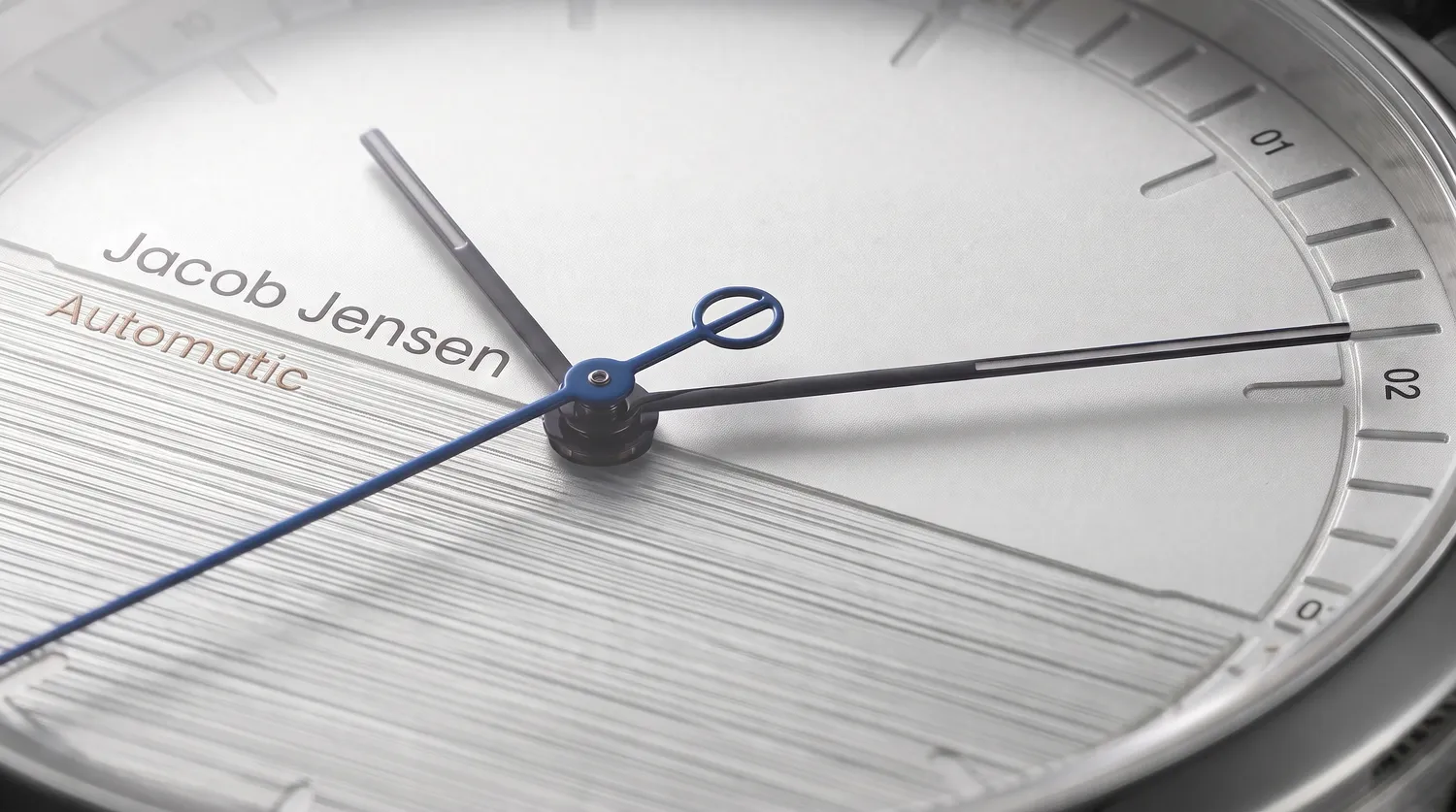 Jacob Jensen Aekvator 1001 horloge zilver mat zwart leer