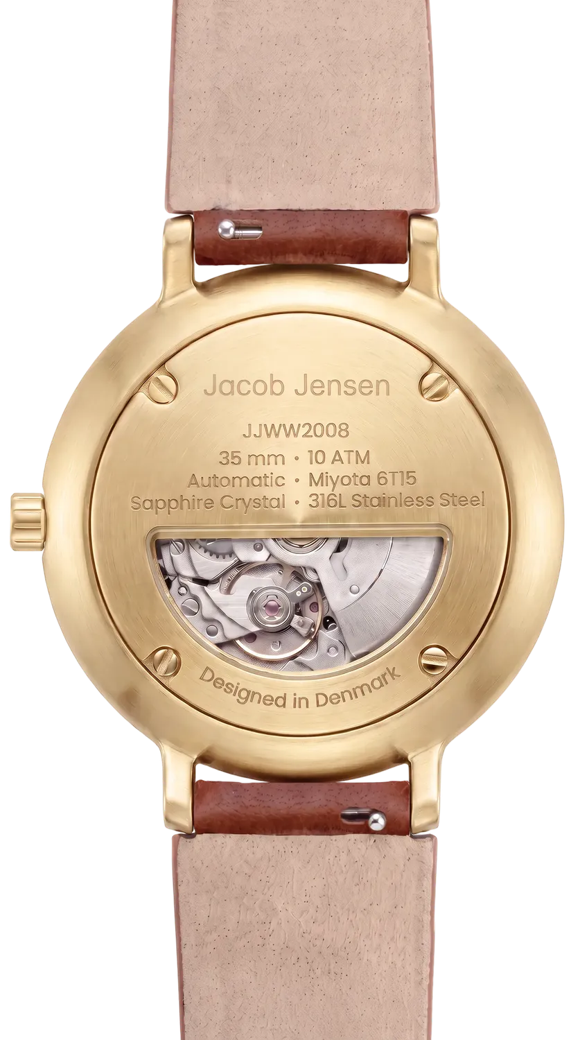Jacob Jensen Aekvator 2008 horloge goud leer