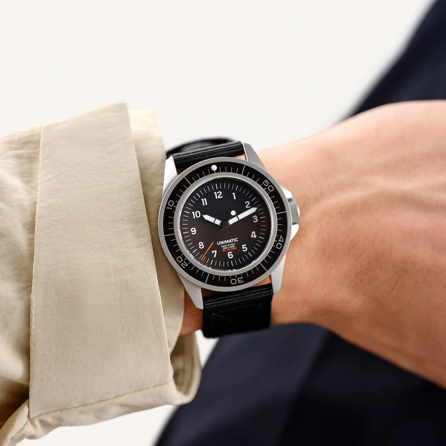 Unimatic Modello Uno UT1 duikhorloge zwart quartz set
