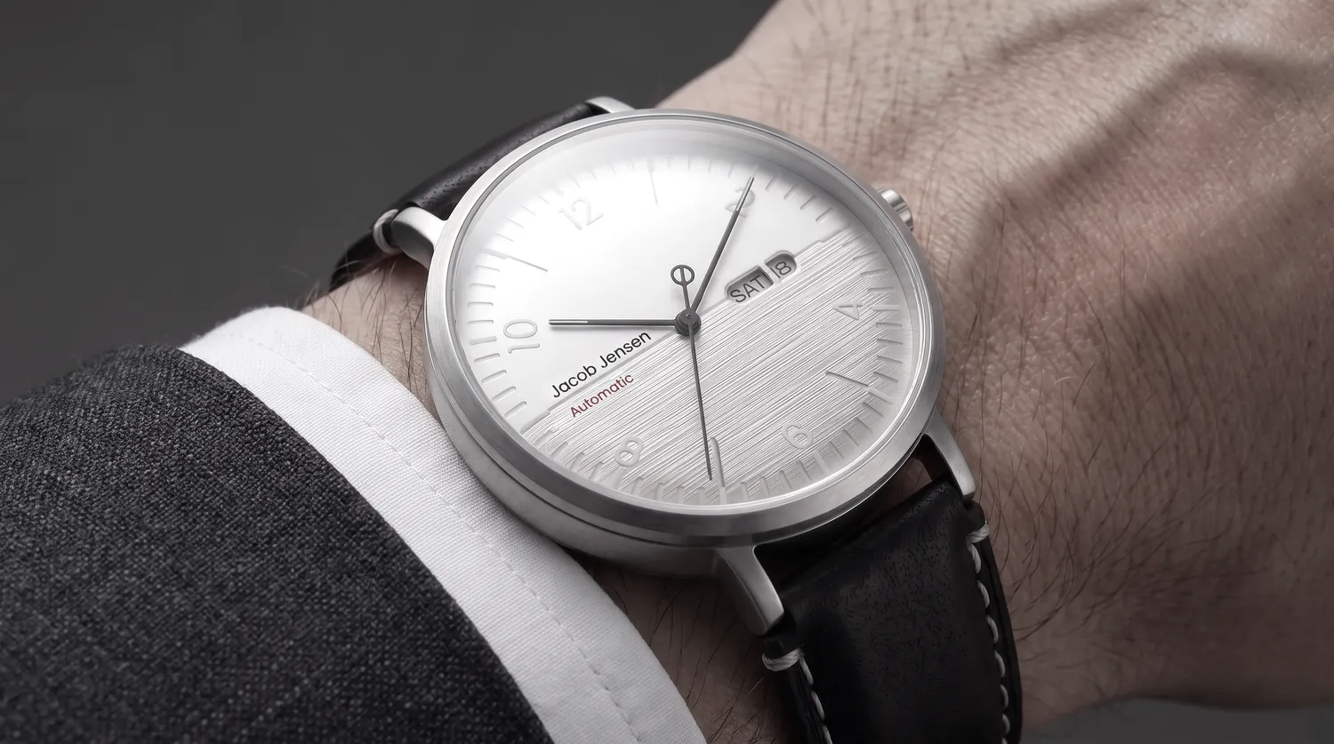 Jacob Jensen Aekvator 2007 horloge zilver zwart leer