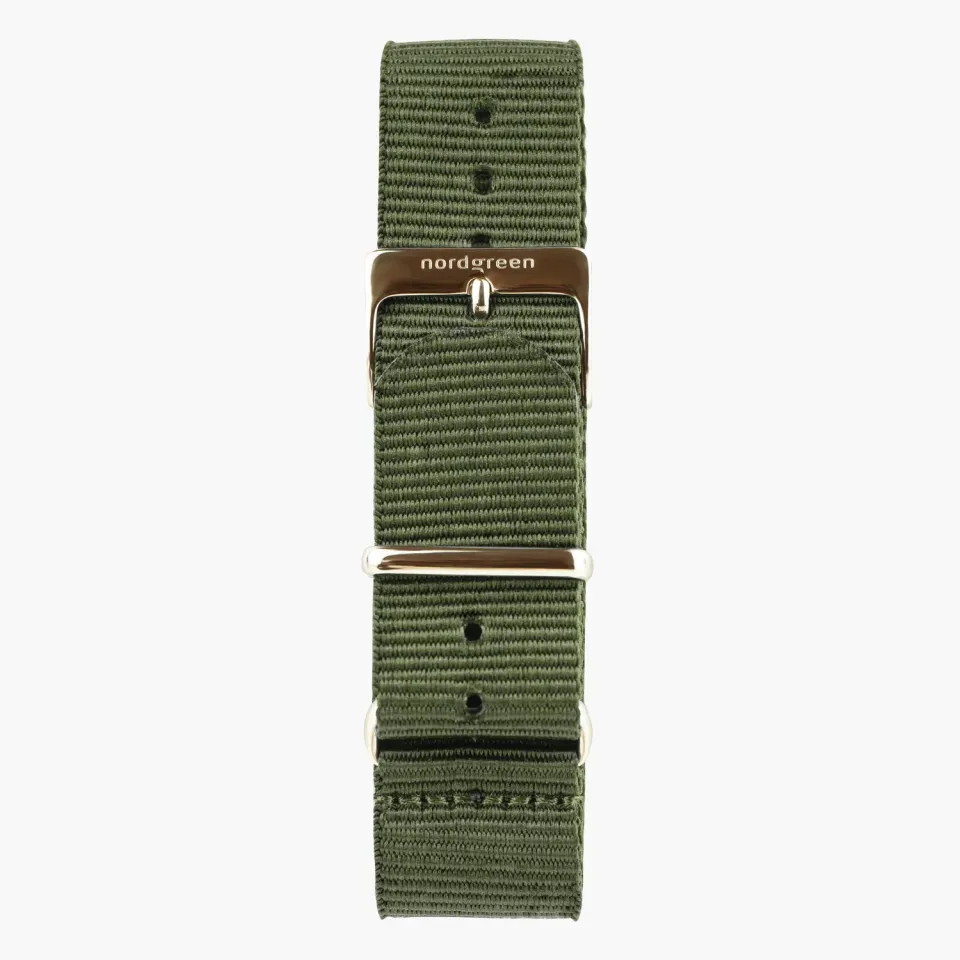 Nordgreen Nylon horlogeband groen roségoud 36mm nylon