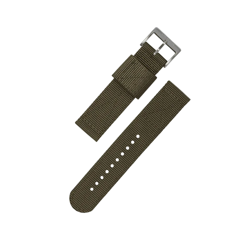 Unimatic nylon horlogebandje zwart 22mm two-piece