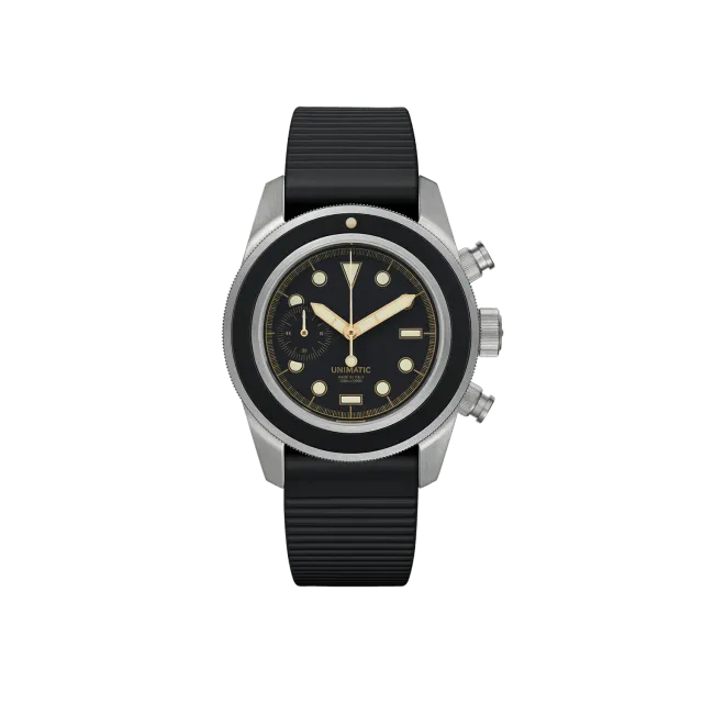 Unimatic Modello Tre U3-8B horloge zwart chrono-diver