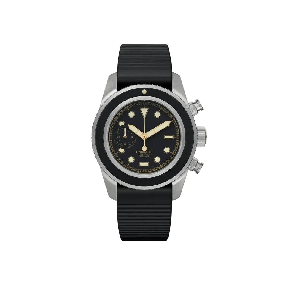 Unimatic Modello Tre U3-8B horloge zwart chrono-diver