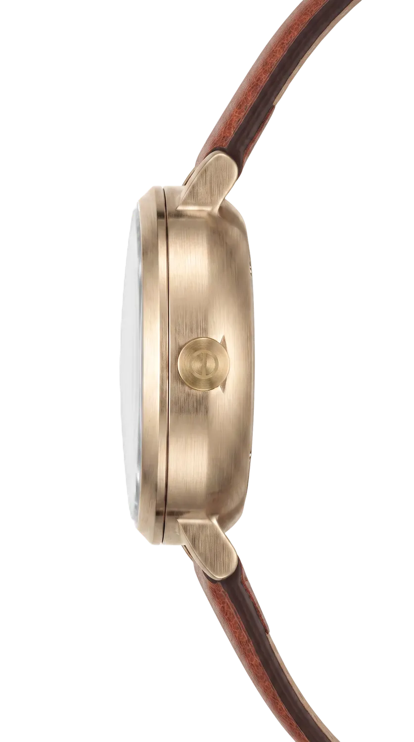 Jacob Jensen Aekvator 2008 horloge goud leer