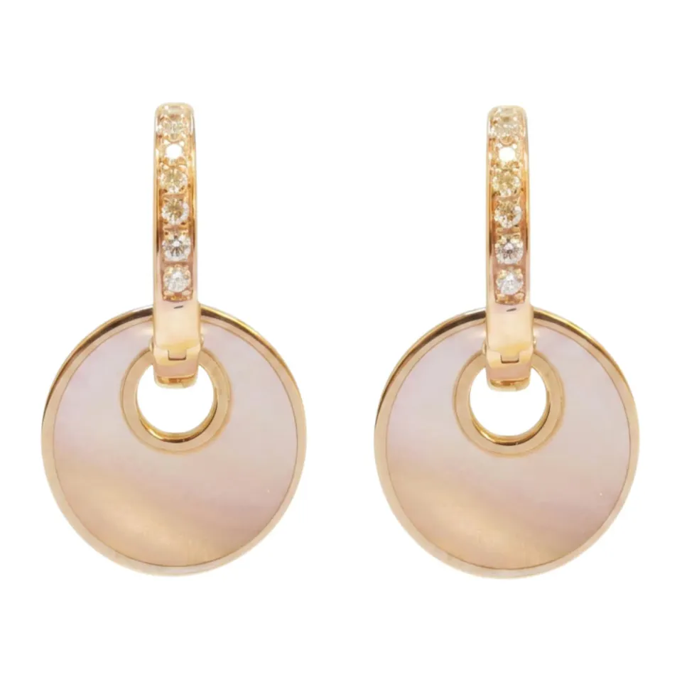 Juwelier Ripassa rosé gouden oorhangers diamant parelmoer