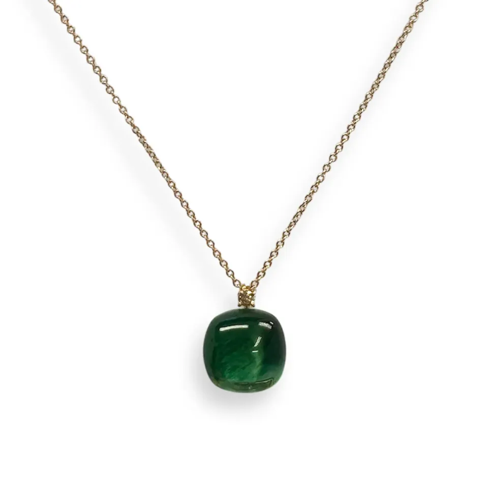 Juwelier Ripassa rosé gouden collier groene hanger
