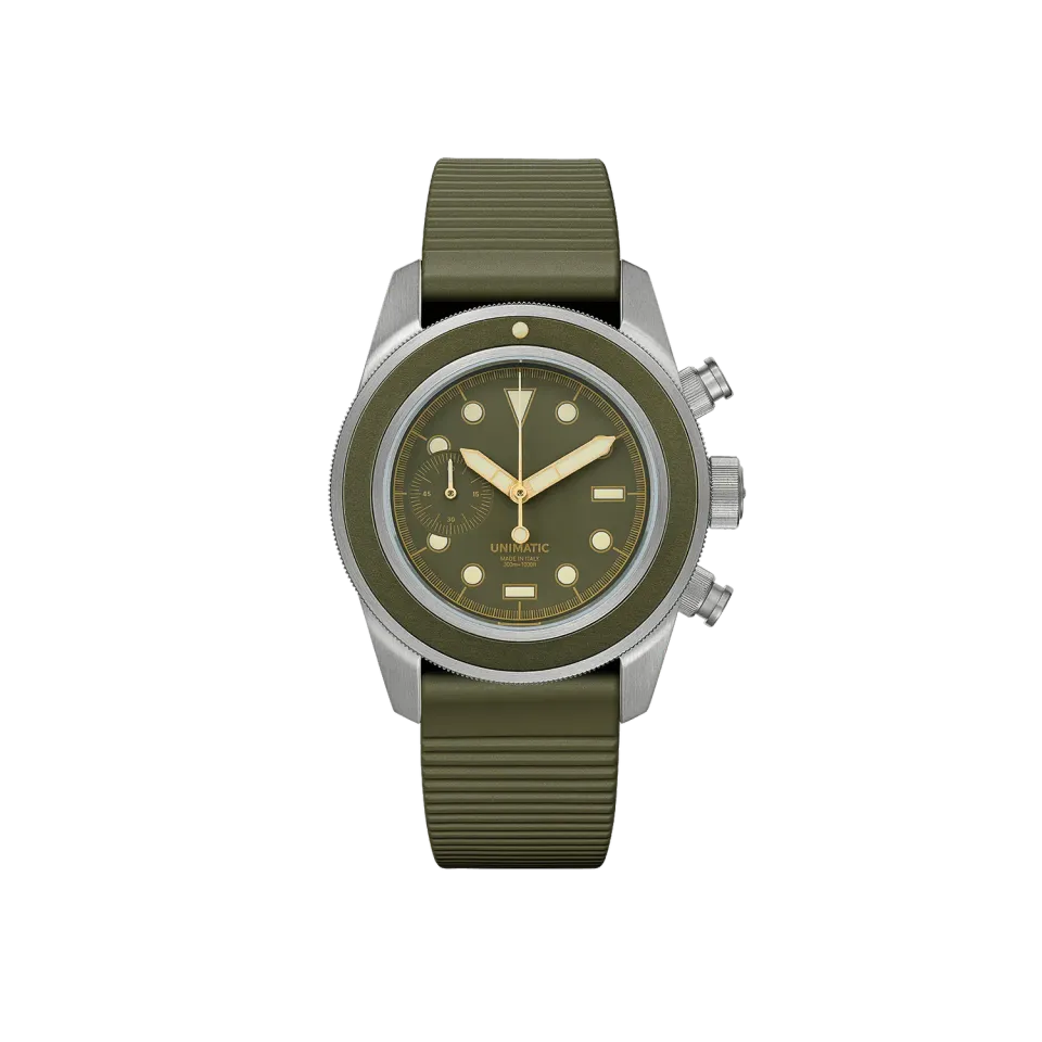 Unimatic Modello Tre U3-8O horloge olijf 300m