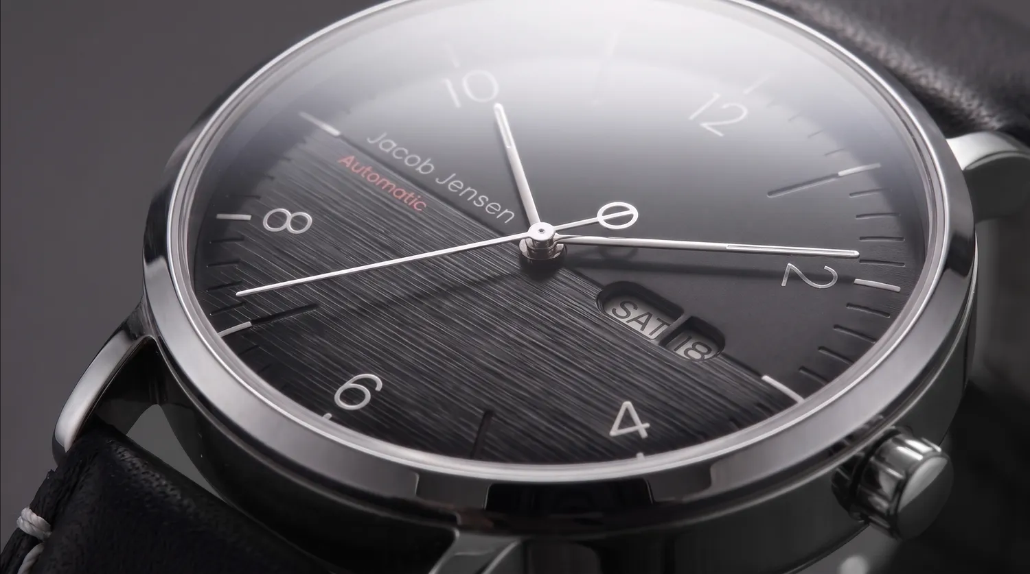 Jacob Jensen Aekvator 2003 horloge zwart leer