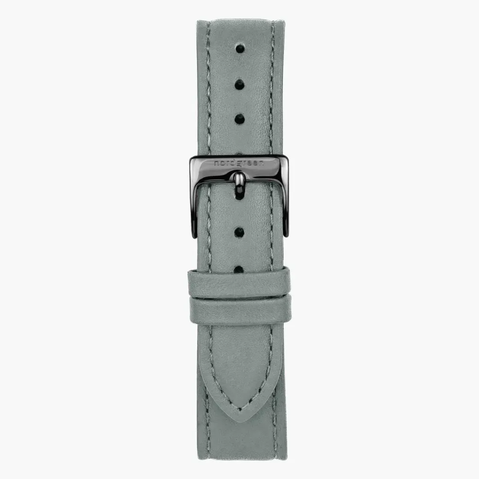 Nordgreen Grey Leather Gun Metal horlogebandje 36mm leer