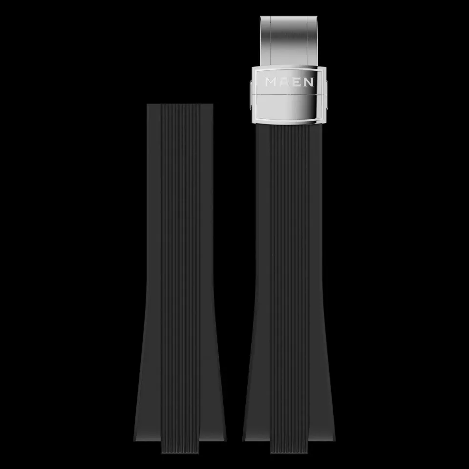 Maen Manhattan 37 M37 Black Integrated horlogebandje zwart FKM
