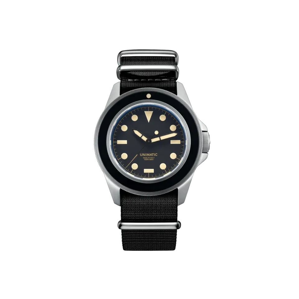 Unimatic Modello Uno U1-B horloge zwart 300m