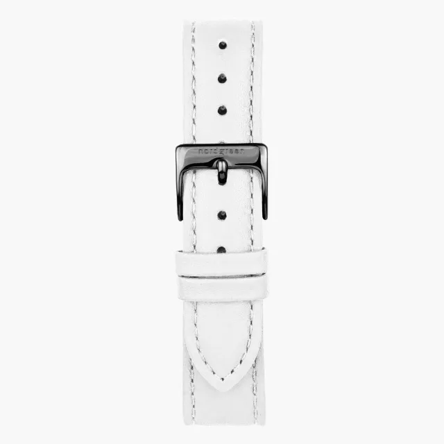 Nordgreen Wit Leer Horlogebandje 32mm Gun Metal