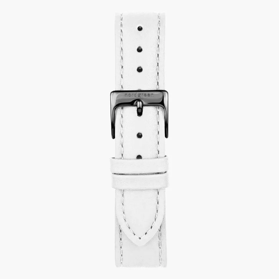 Nordgreen Wit Leer Horlogebandje 32mm Gun Metal