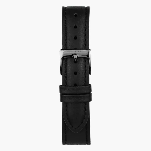 Nordgreen Leather XL horlogeband zwart gun metal leer