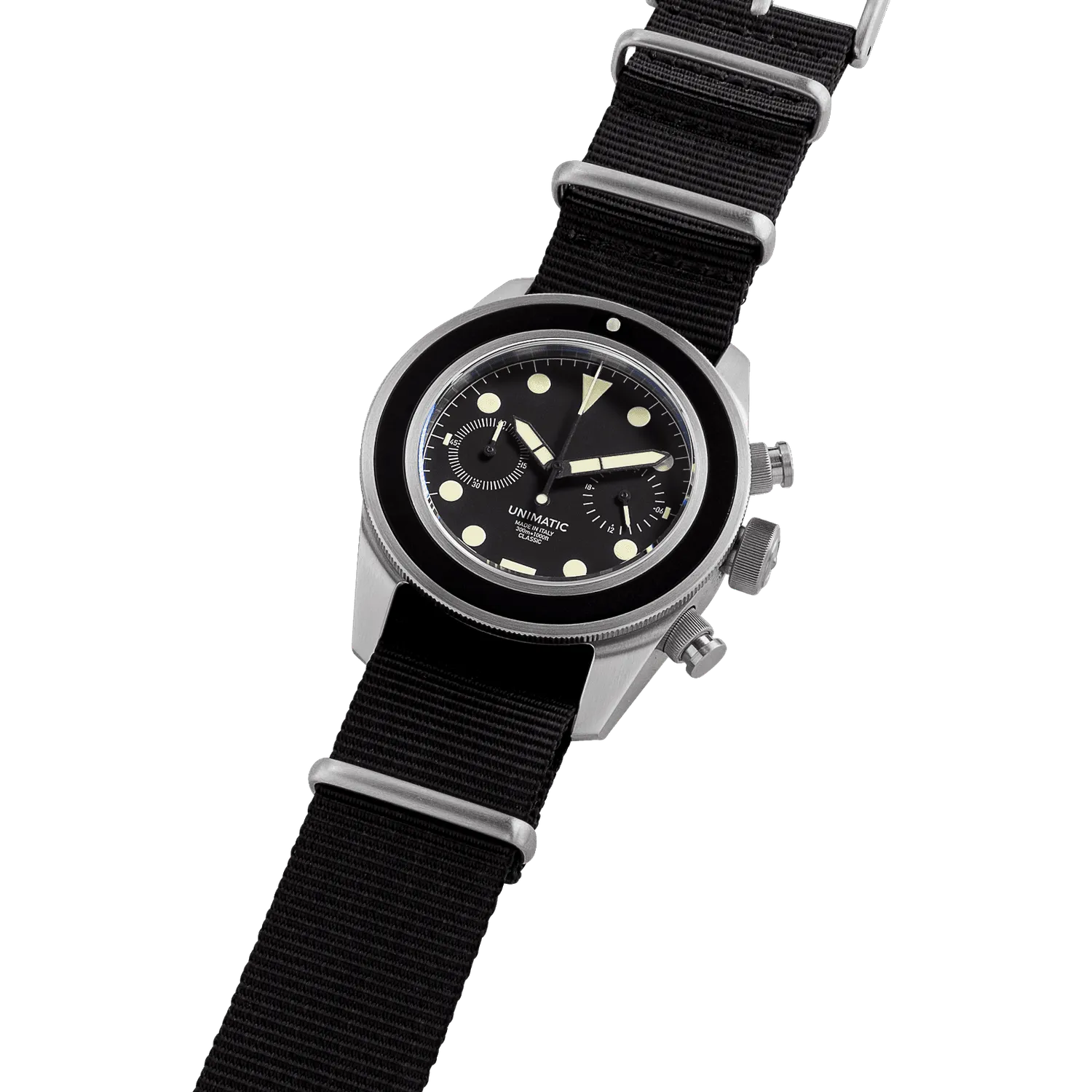 Unimatic Modello Tre UC3 horloge chrono zwart
