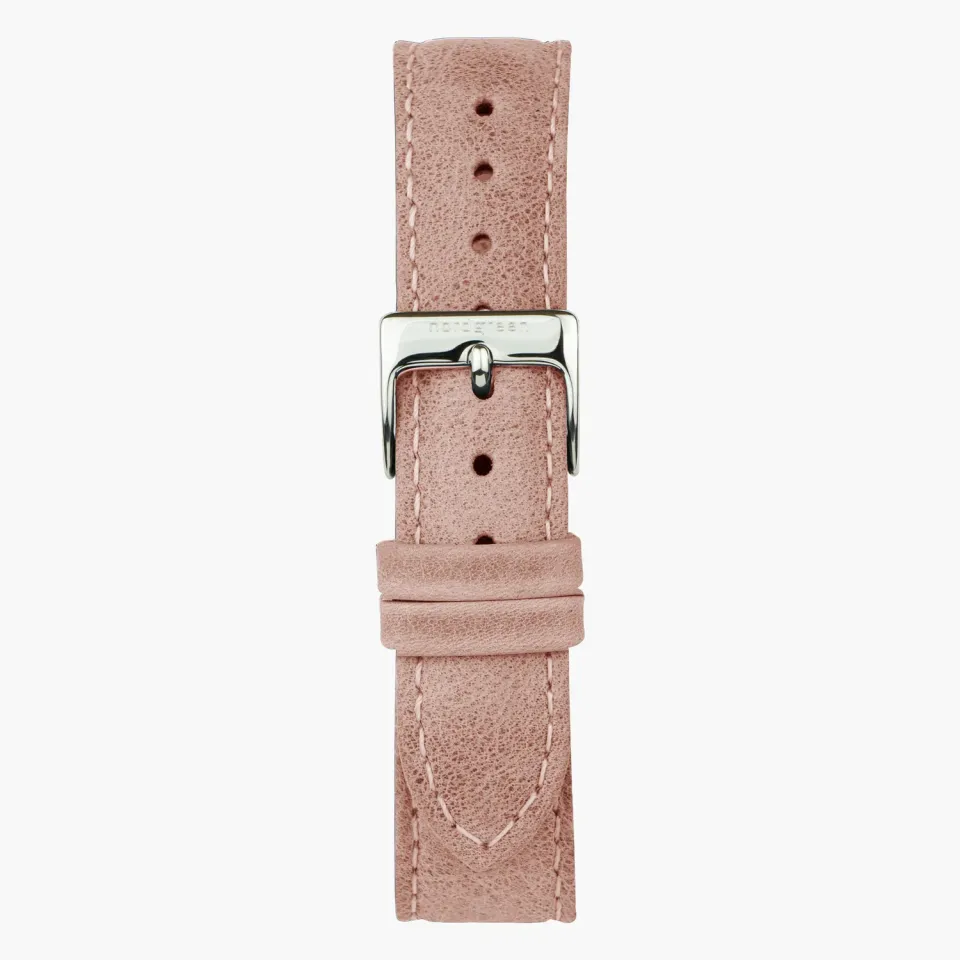 Nordgreen Roze Leer Horlogebandje 36mm Zilver