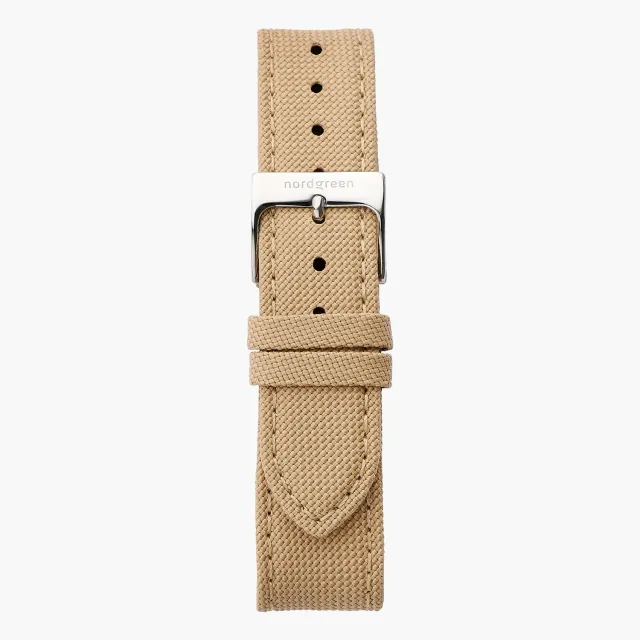 Nordgreen Beige Cordura horlogeband zilver 40/42mm nylon